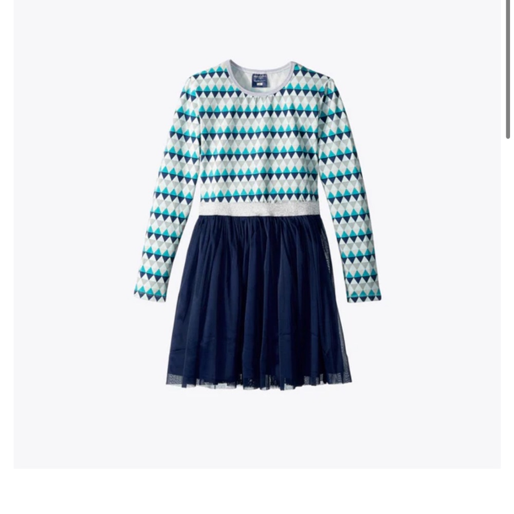 Toobydoo Atsuko party dress girls size 5 mesh skirt printed long sleeve glitter